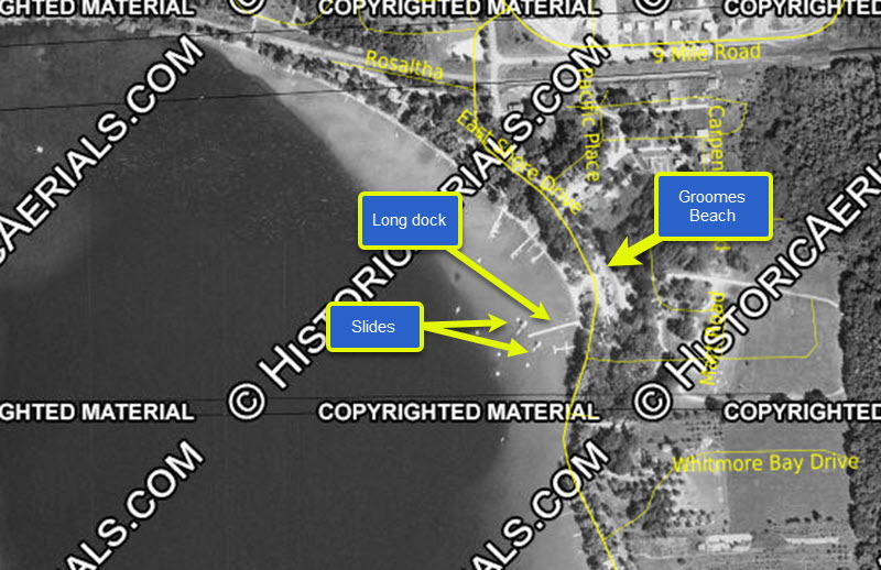 Groomes Bathing Beach - 1955 Aerial Photo (newer photo)